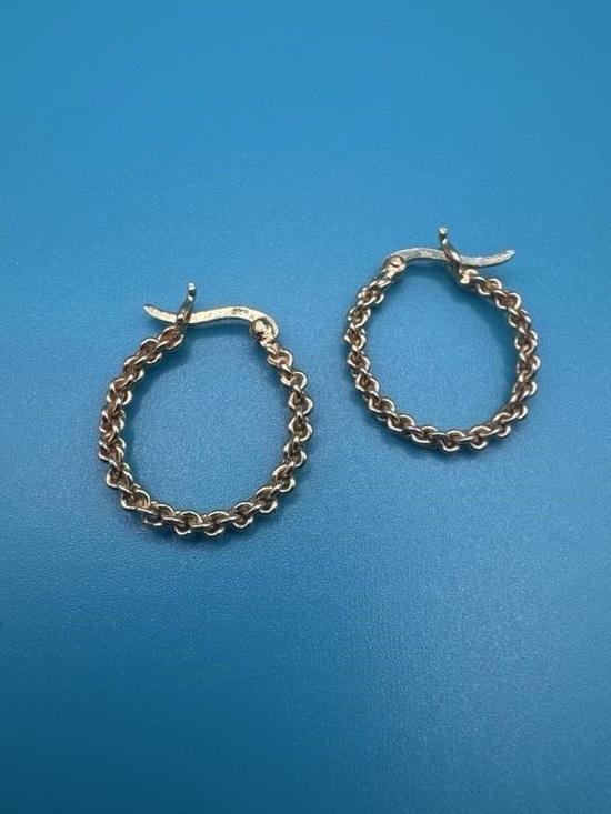 Source Unknown Jewelry - 925 Sterling Silver Gold Tone Braided Twist Hoop Earrings 2.15g
